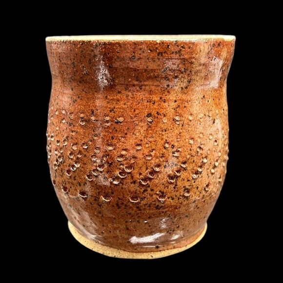 Mug Teacups Set Miamado Sandstone Studio Art Pottery Brown Green Stamped - Picture 5 of 16